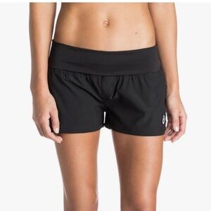 Roxy Women’s Black Athletic Boardshorts with Fold-Over Waistband. Size Large.